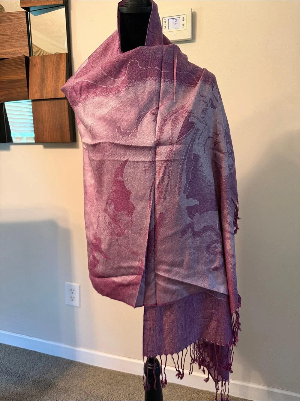 pashmina Plum Gradient Shawl with Subtle Floral Motif